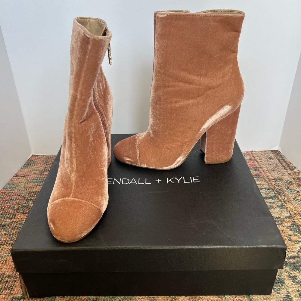 Pink velvet boots